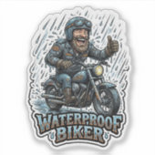 面白いバイクステッカー - 防水バイカー雨ライド シール (正面)