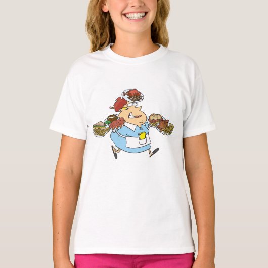 面白いバイトのウェイトレスおもしろサーバー Tシャツ (正面)