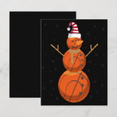 面白いバスケットボール雪だるまクリスマス新年プレゼント ノートカード (正面/裏面)