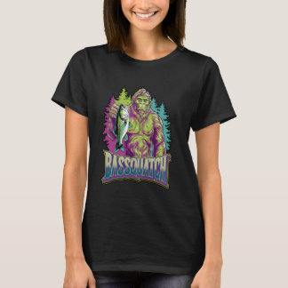 面白いバスコッチェ釣りグラフィック Tシャツ