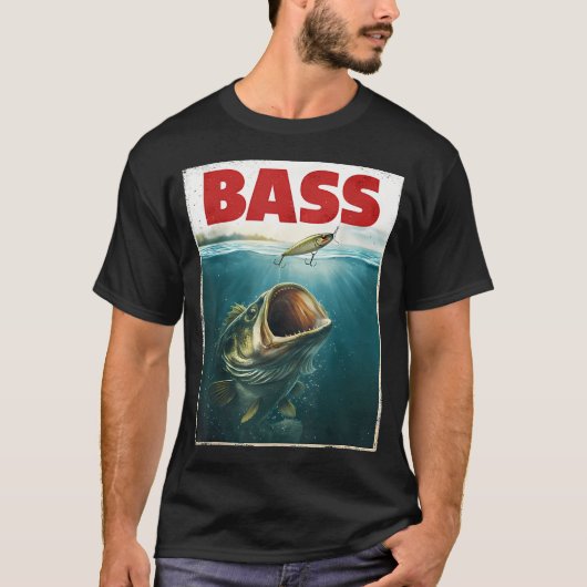 面白いバスフィッシュお父さん釣りマウスバス釣りフィッシュ Tシャツ (正面)