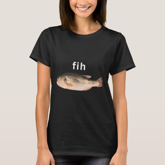 面白いバスフィッシュ Tシャツ (正面)