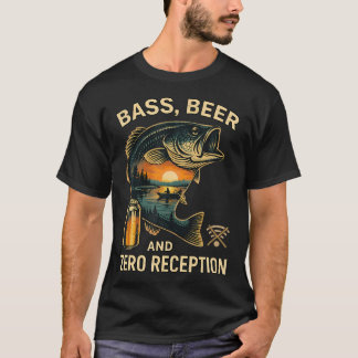 面白いバス釣りビールゼロ受信湖 Tシャツ