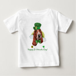 面白いバセットハウンド ゴールドセントパトリックデー ベビーTシャツ