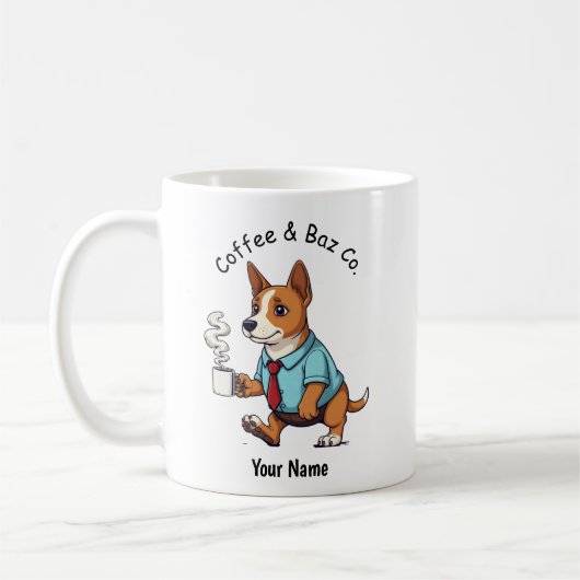 面白いバセンジー犬 ビジネススーツ コーヒー コーヒーマグカップ (左)