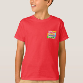 面白いバックトゥスクールキッズTシャツ – "サマーサバイバル" Tシャツ