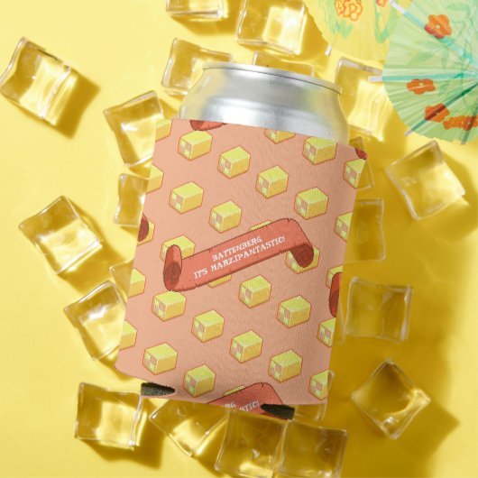 面白いバッテンバーグのマジパン風Pixel Art柄 缶クーラー (インサイチュ 夏)