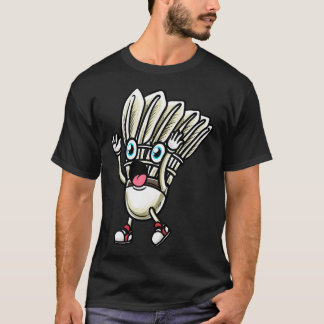 面白いバドミントンのシャトルコックプレーヤーデザインの男女兼用 Tシャツ