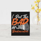 面白いバドミントンのユーモア スマッシュ シャトル ビード バドミントン スポーツ_ カード (黄色い花)