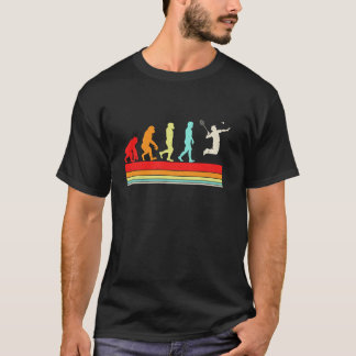 面白いバドミントンの進化レトロヴィンテージTシャツ Tシャツ