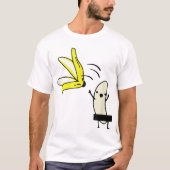 面白いバナナの皮のキャラクターデザイン Tシャツ (正面)