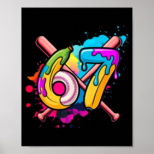 面白いバナナ野球67アイスクリームドリップミーム ポスター (正面)