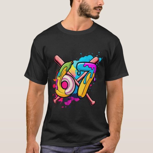面白いバナナ野球67アイスクリームドリップミーム Tシャツ (正面)