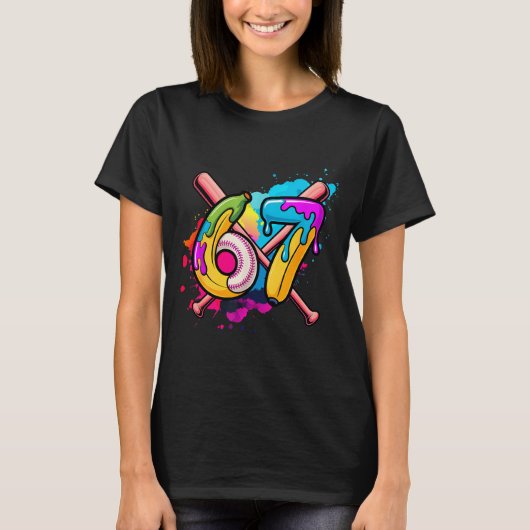 面白いバナナ野球67アイスクリームドリップミーム Tシャツ (正面)