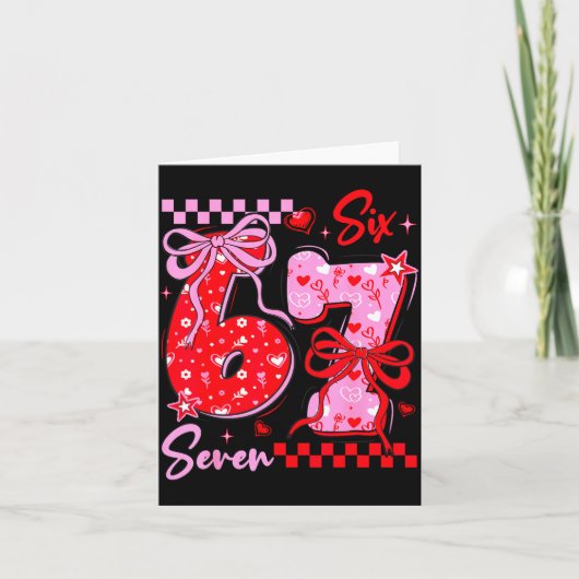 面白いバレンタインデーの67 ミーム 6 7 バレンタインのリボン カード (正面)