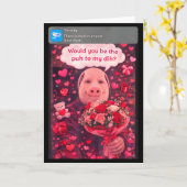 面白いバレンタイン　ジェネレーションZユーモア豚カップルミーム　ディーっ カード (黄色い花)