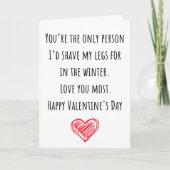 面白いバレンタイン 私は足を剃った 折りたたんだ カード (正面)