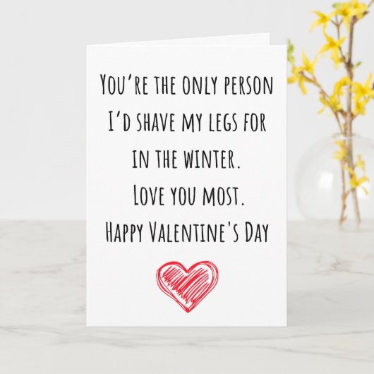 面白いバレンタイン 私は足を剃った 折りたたんだ カード (黄色い花)