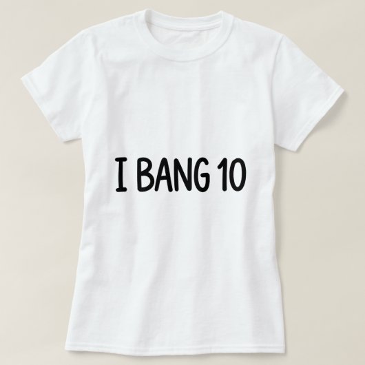 面白いバレーボール ホワイトライ"I Bang 10" Tシャツ (デザイン正面)