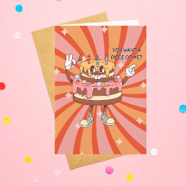 面白いバースデーケーキ、レトロ、おもしろ、オーダー シーズンカード