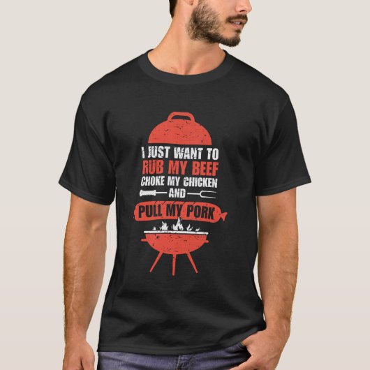 面白いバーベキュー好きの贈り物 - ビーフチキンポーが欲しい Tシャツ (正面)