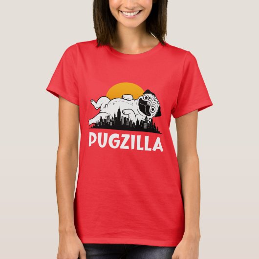面白いパグの犬 Tシャツ (正面)