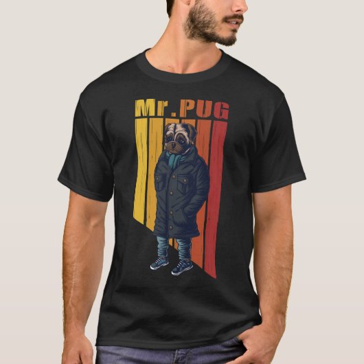 面白いパグ犬ファッション 527 Tシャツ (正面)