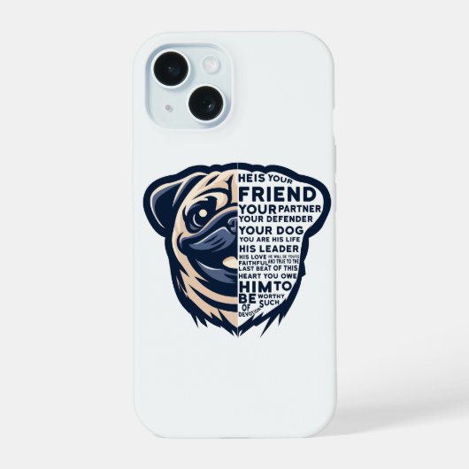 面白いパグ犬 iPhone 15ケース (裏面)