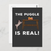 面白いパグ ハングリー犬 パン 早食い 奮闘 ポストカード (正面/裏面)