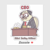面白いパグCEO - 最高食べる係 社内ユーモア シール (シート)