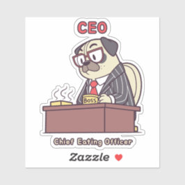 面白いパグCEO - 最高食べる係 社内ユーモア シール