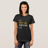 面白いパパ 最高のハスキー犬 おじいちゃん Tシャツ F (正面フル)