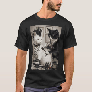 面白いパンクキャットのタトゥーアーティストゴスサブカルチャームーム Tシャツ