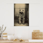 面白いパンダ刑務所プリント ビンテージ動物写真 ポスター (キッチン)