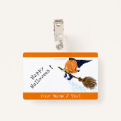 面白いパーソナライズされたハロウィーンバッジウィッチカボチャ バッジ (裏面クリップ)