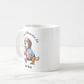 面白いヒゲのあるコリーの犬のビジネススーツコーヒー コーヒーマグカップ (正面左)