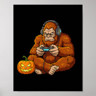 面白いビッグフットハロウィンコスチュームゲーマー ビデオゲーム ポスター