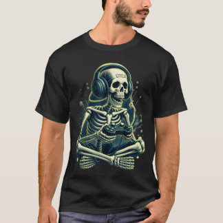 面白いビデオゲームのハロウィンのスケルトンゲーマーゲームB Tシャツ