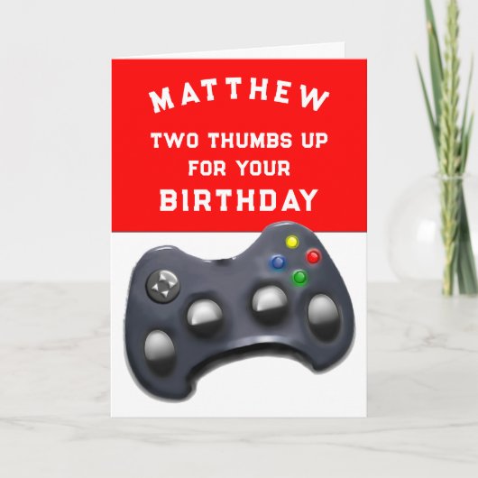 面白いビデオゲームの誕生日 カード (正面)