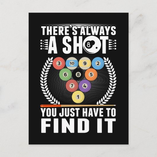 面白いビリヤードジョーク キュー スヌーカー プールプレーヤー ポストカード (正面)