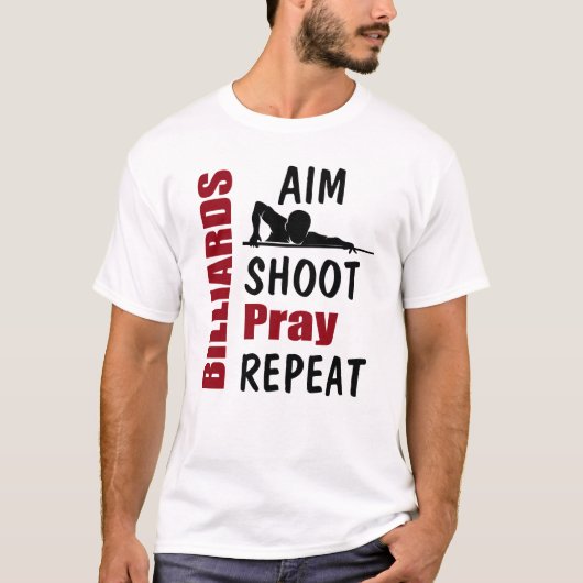 面白いビリヤードプールシューティングの狙い Tシャツ (正面)