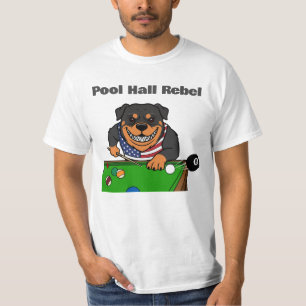 面白いビリヤードプールホール反逆者ロットワイラー Tシャツ
