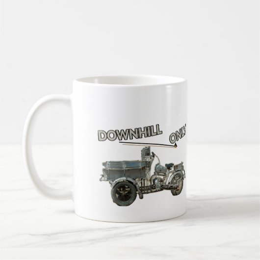 面白いビンテージダウンヒル専用車両 コーヒーマグカップ (左)