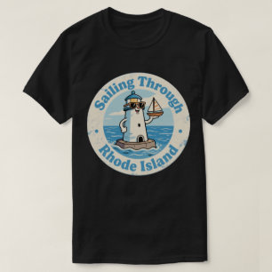 面白いビンテージ ロードアイランド灯台ヨット Tシャツ