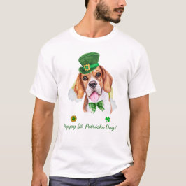 面白いビーグル ゴールド セントパトリックデー Tシャツ