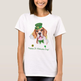 面白いビーグル ゴールド セントパトリックデー Tシャツ