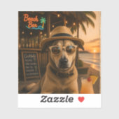面白いビーチの犬のウォールアート印刷物 シール (シート)