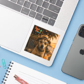 面白いビーチの犬のウォールアート印刷物 シール (ノートパソコンとiPhone)