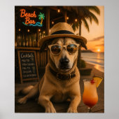 面白いビーチの犬のウォールアート印刷物 ポスター (正面)