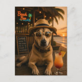 面白いビーチの犬のウォールアート印刷物 ポストカード (正面)